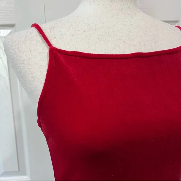 Vintage Jump Apparel Red Velvet Fitted Maxi Dress Size 11/12 - Picture 3 of 10